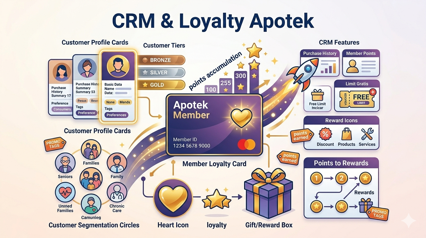 CRM & Loyalty Apotek: Sistem Poin, Limit Gratis, Member Card untuk Retensi Pelanggan